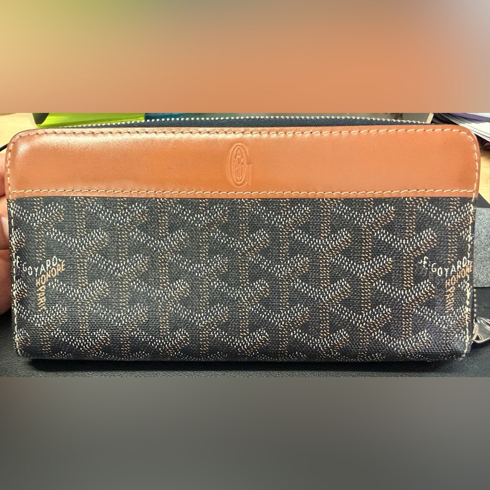 Goyard Brown and Tan Continental Zip Wallet